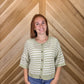 Stripe Short Sleeve Knit Cardigan