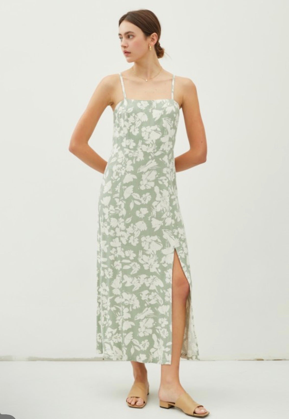 Spaghetti Strap Floral Midi Dress