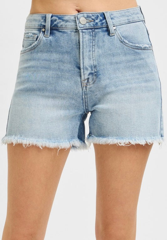 High Rise Fray Hem Shorts