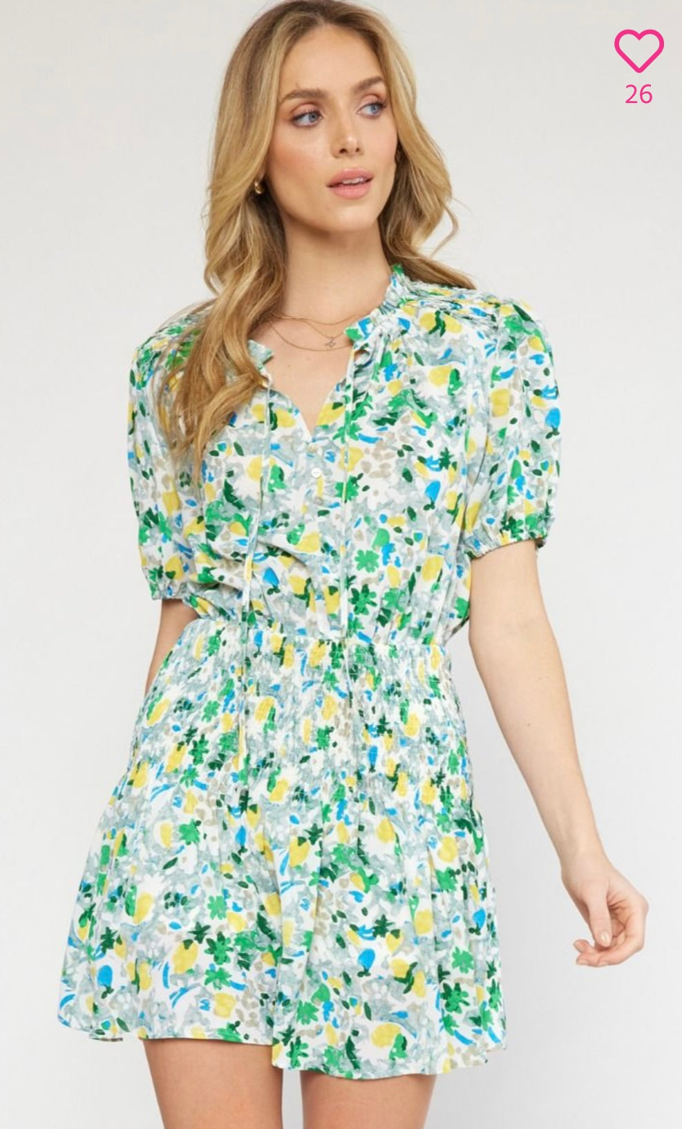 Yellow and Green Floral Dress