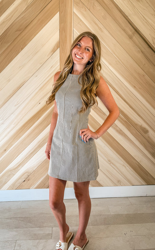 Pintuck Back Mini Dress