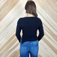 Black Long Sleeve Wide Neck Slit Side