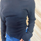 Black Long Sleeve Wide Neck Slit Side