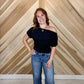 Black One Shoulder Ruched Top