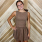 Brown Round Neck Fit & Flare Mini Dress
