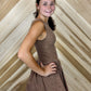 Brown Round Neck Fit & Flare Mini Dress