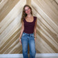 Burgundy Scoop Neck Bodysuit