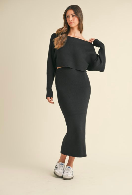 Knit Top and Midi Skirt Set
