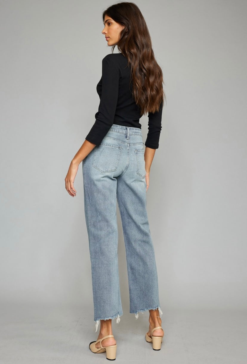 High Rise Slim Wide Jeans