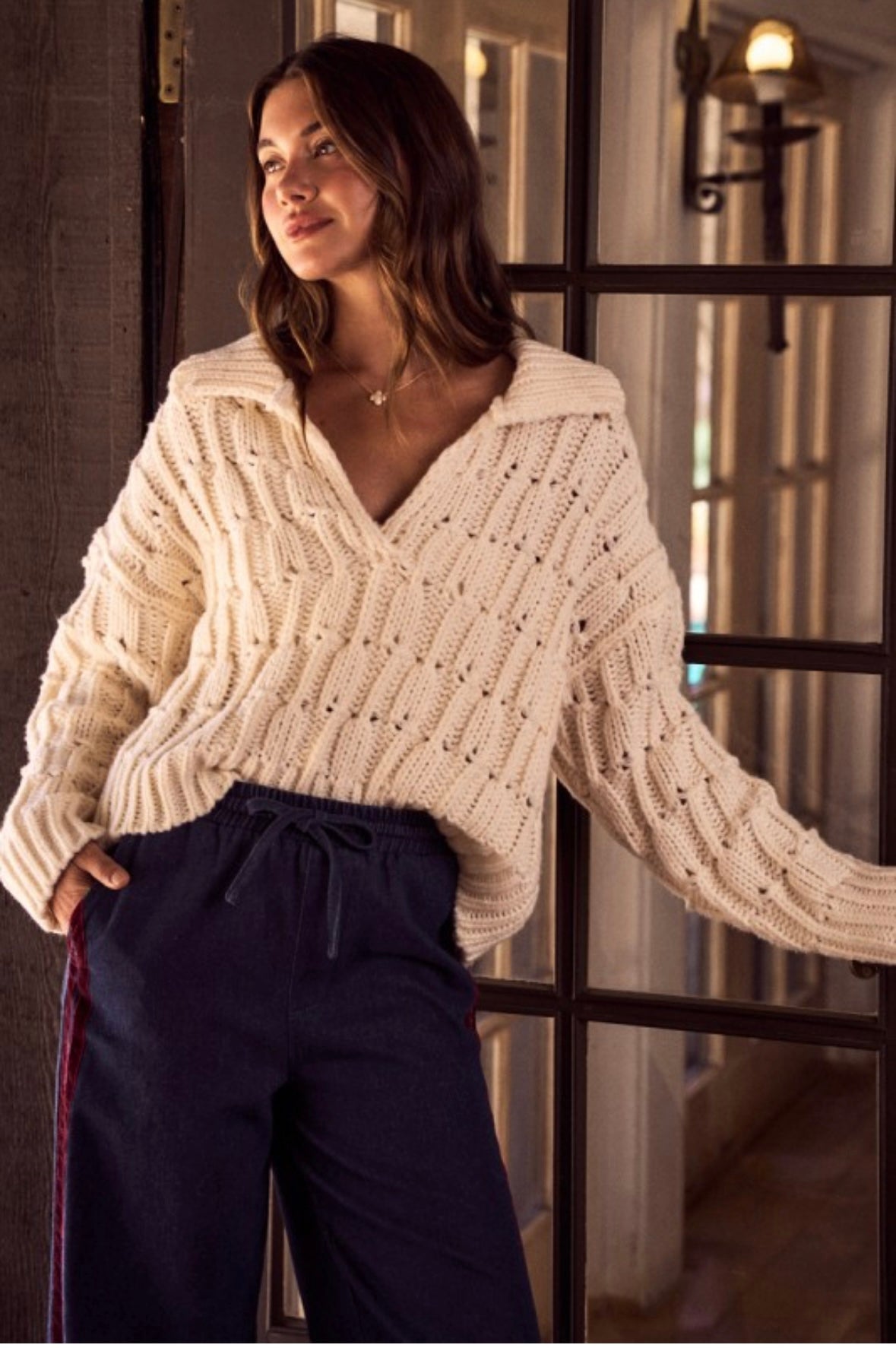 Textured Collared Sweater