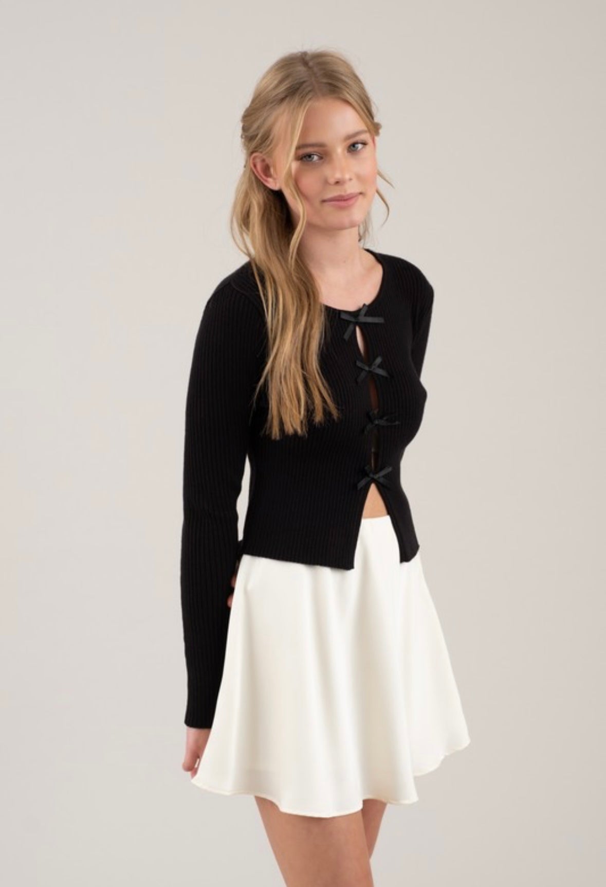Cutout Bow Detail Cardigan