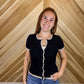 Contrast Lettuce Trim Short Sleeve Sweater