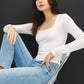 Square Neck Long Sleeve Top (2 Colors)