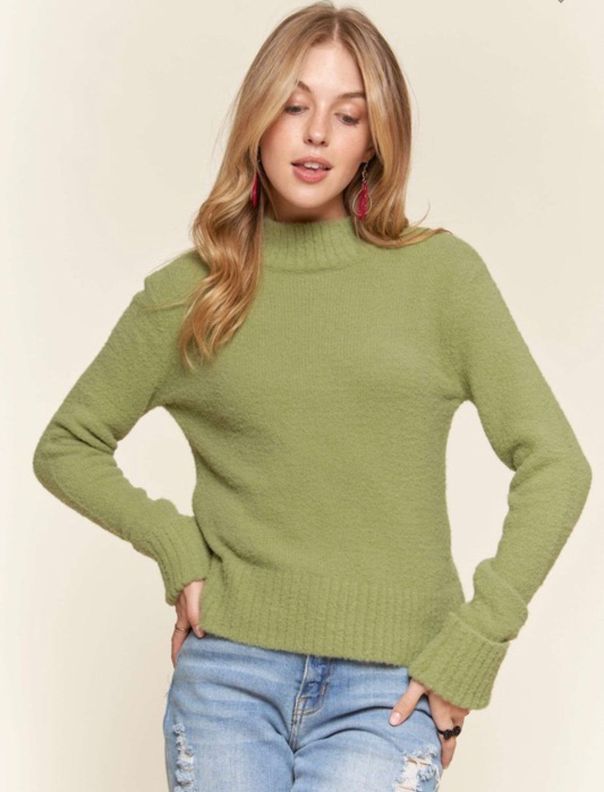 Olive Mock Neck Sweater