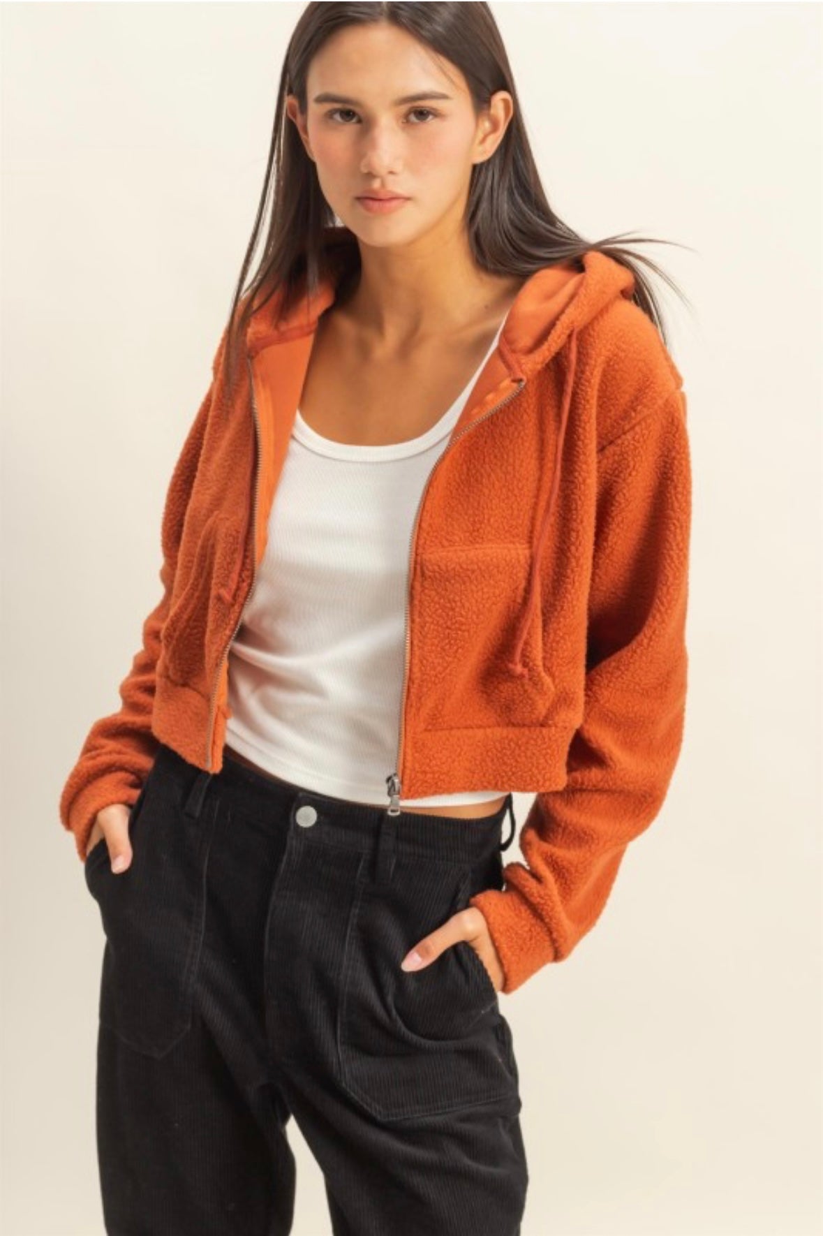 Sherpa Cropped Zip Up (3 Colors)