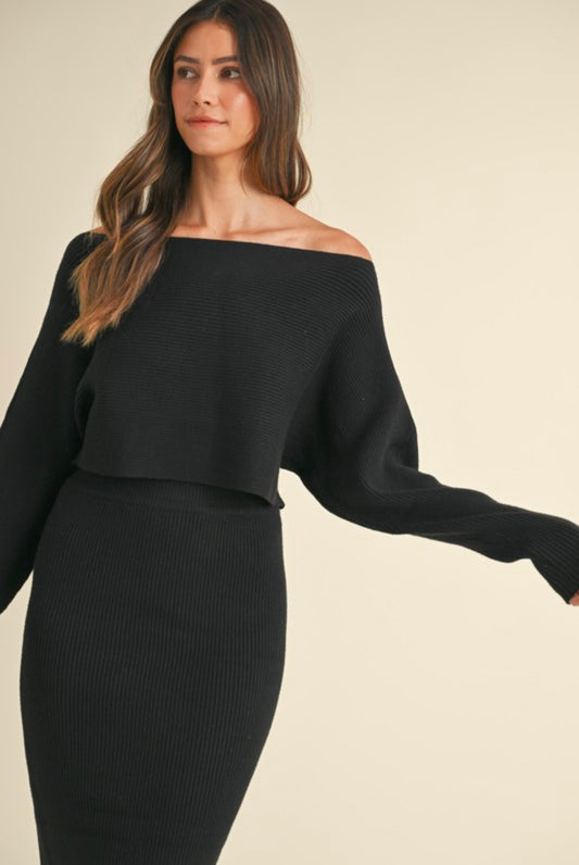 Knit Top and Midi Skirt Set