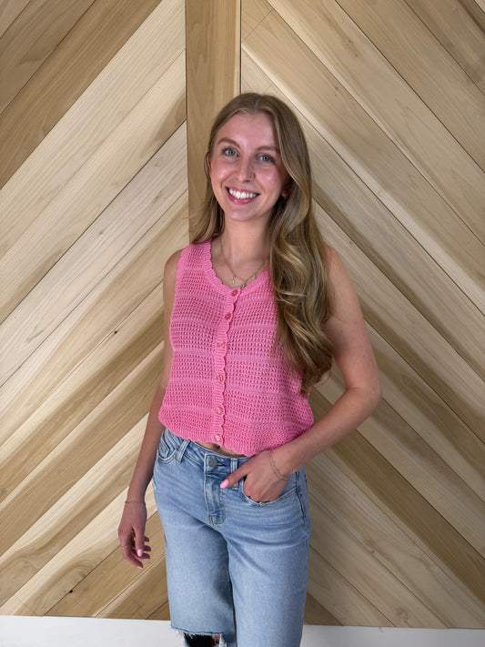 Pink Button Down Vest