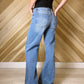 Dark Wash Pintuck Flare