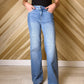 Dark Wash Pintuck Flare