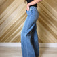 Dark Wash Pintuck Flare
