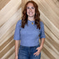 Dusty Blue Puff Shoulder Sweater