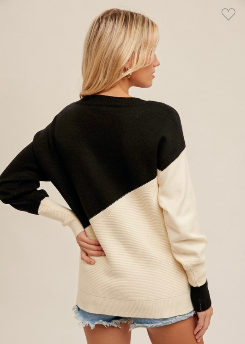 Asymmetrical Color Block Sweater