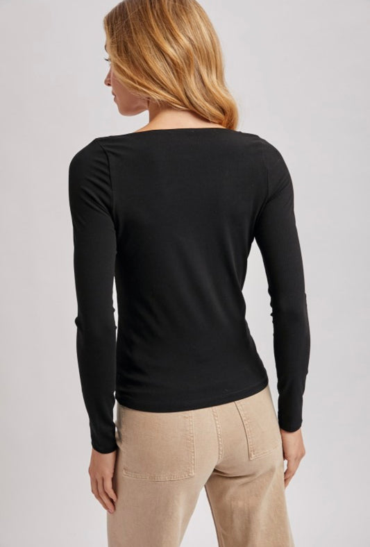 V-Neck Lace Trim Knit Top