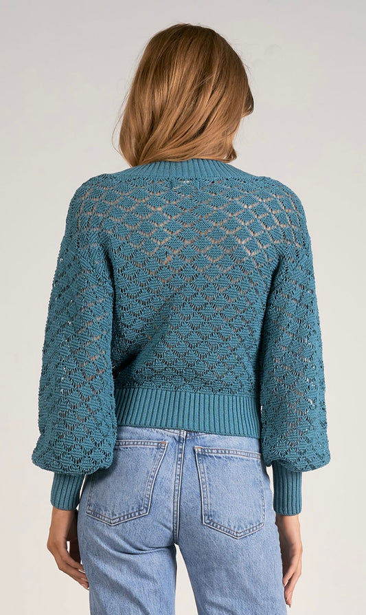 Open Knit V-Neck Sweater