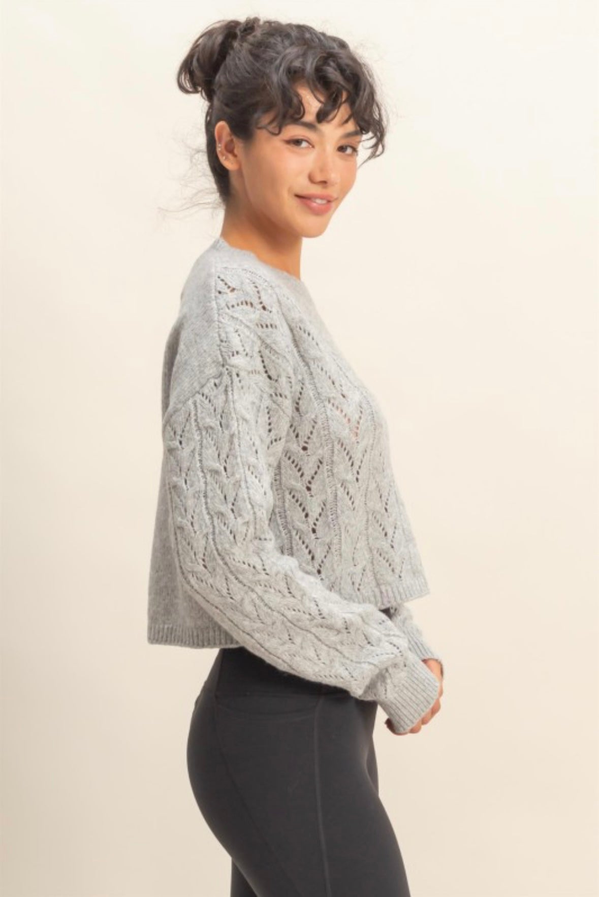 Cropped Cable Knit Sweater