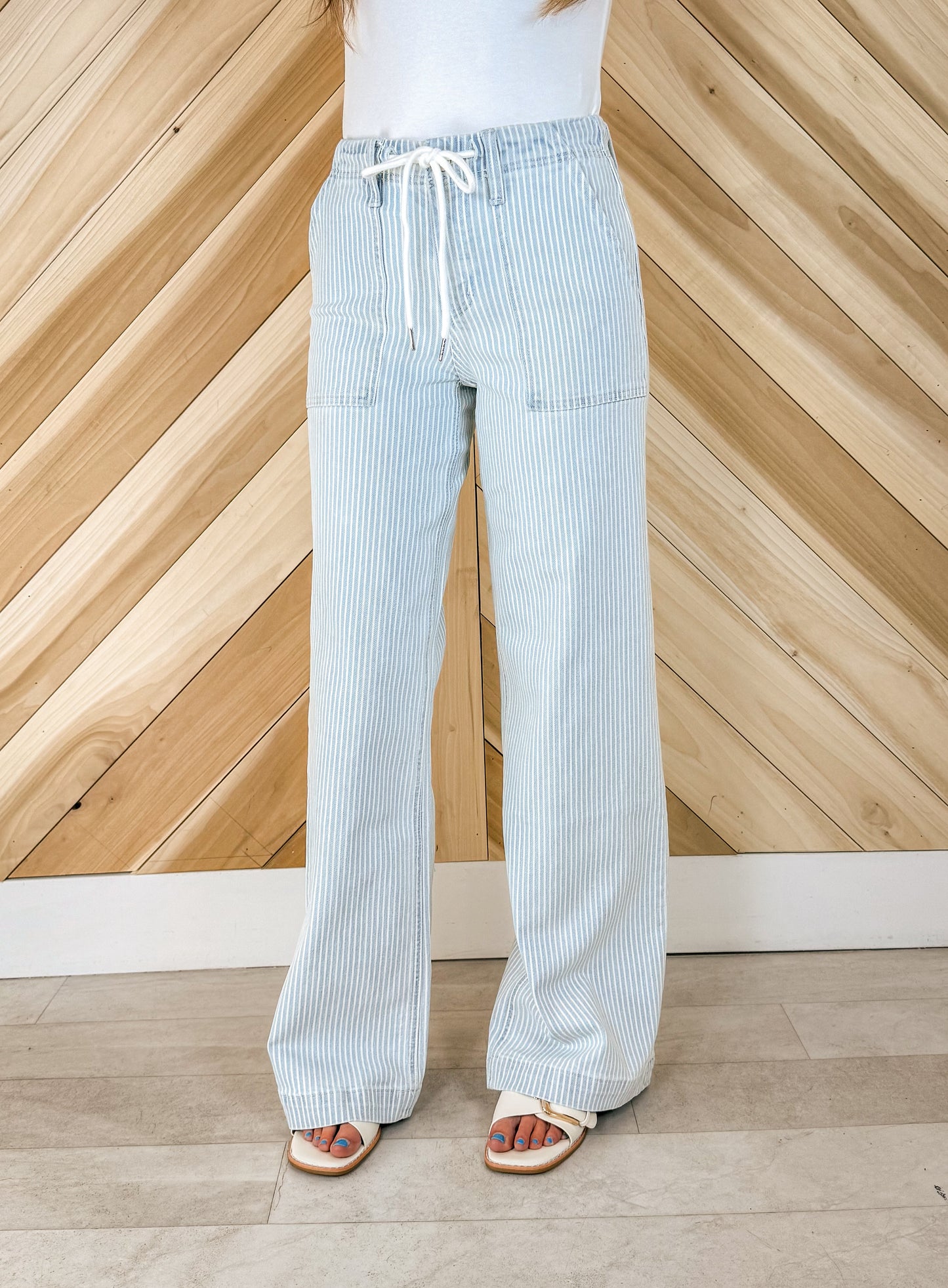 High Rise Stripe Drawstring Pants