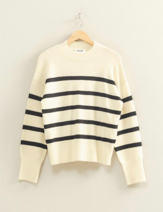 Striped High Neck Sweater