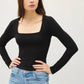 Square Neck Long Sleeve Top (2 Colors)