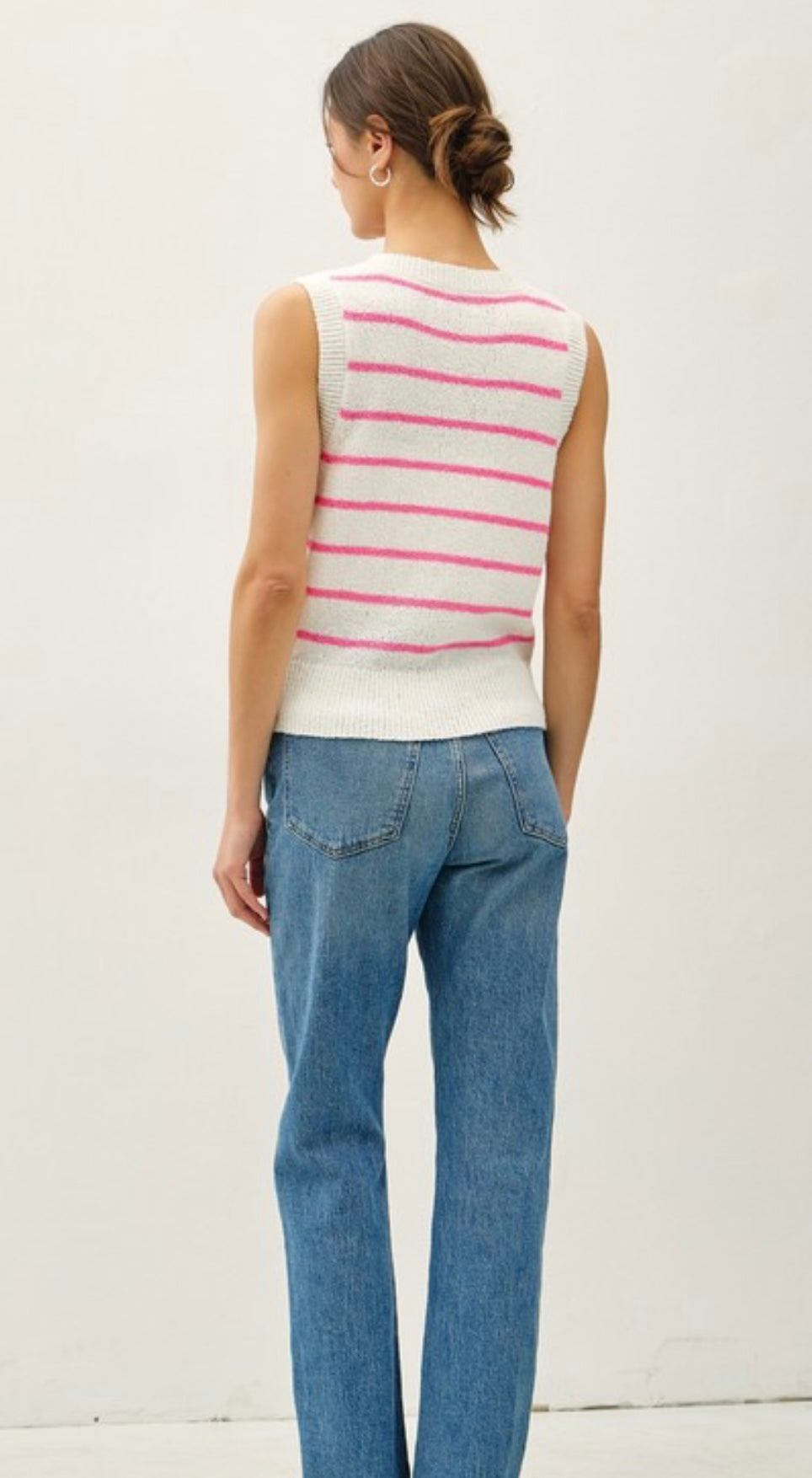 Hot Pink Strip Sweater Vest