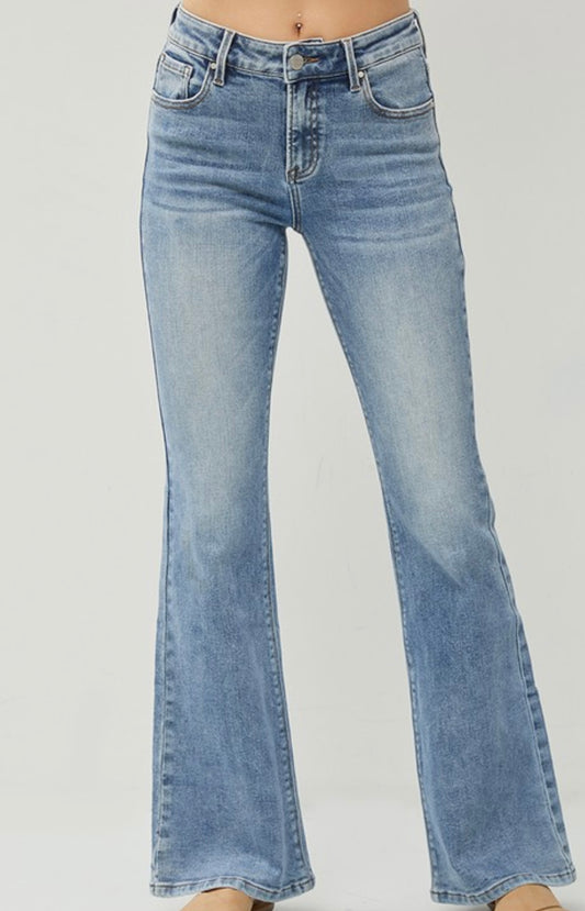 Mid Rise Flare Jeans