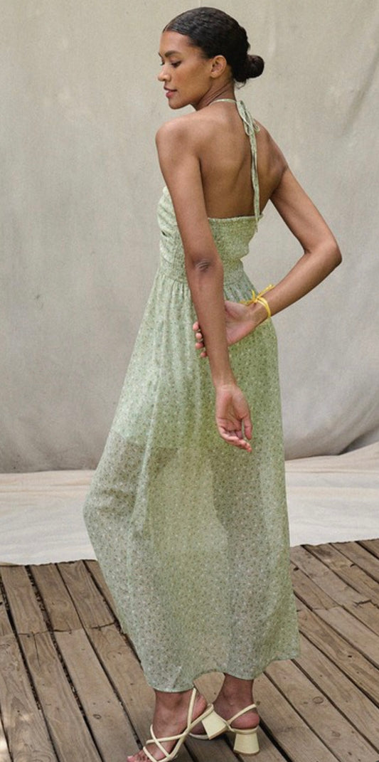 Floral Halter Midi Dress