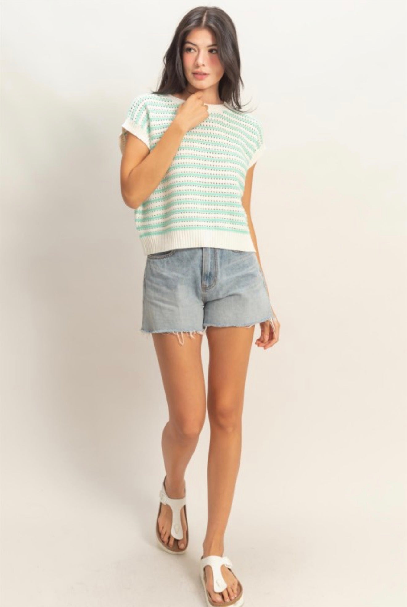 Short Sleeve Knit Sweater 2 Colors