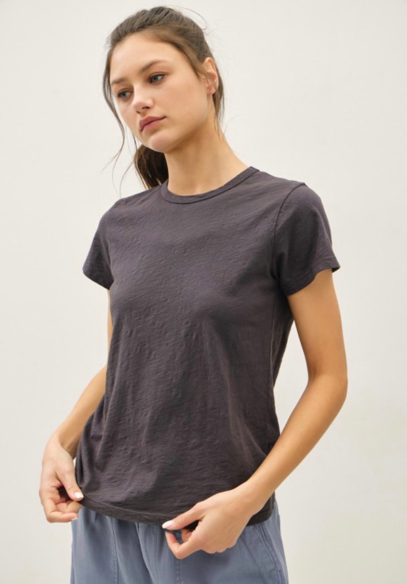 Round Neck Short Sleeve Top 2 colors
