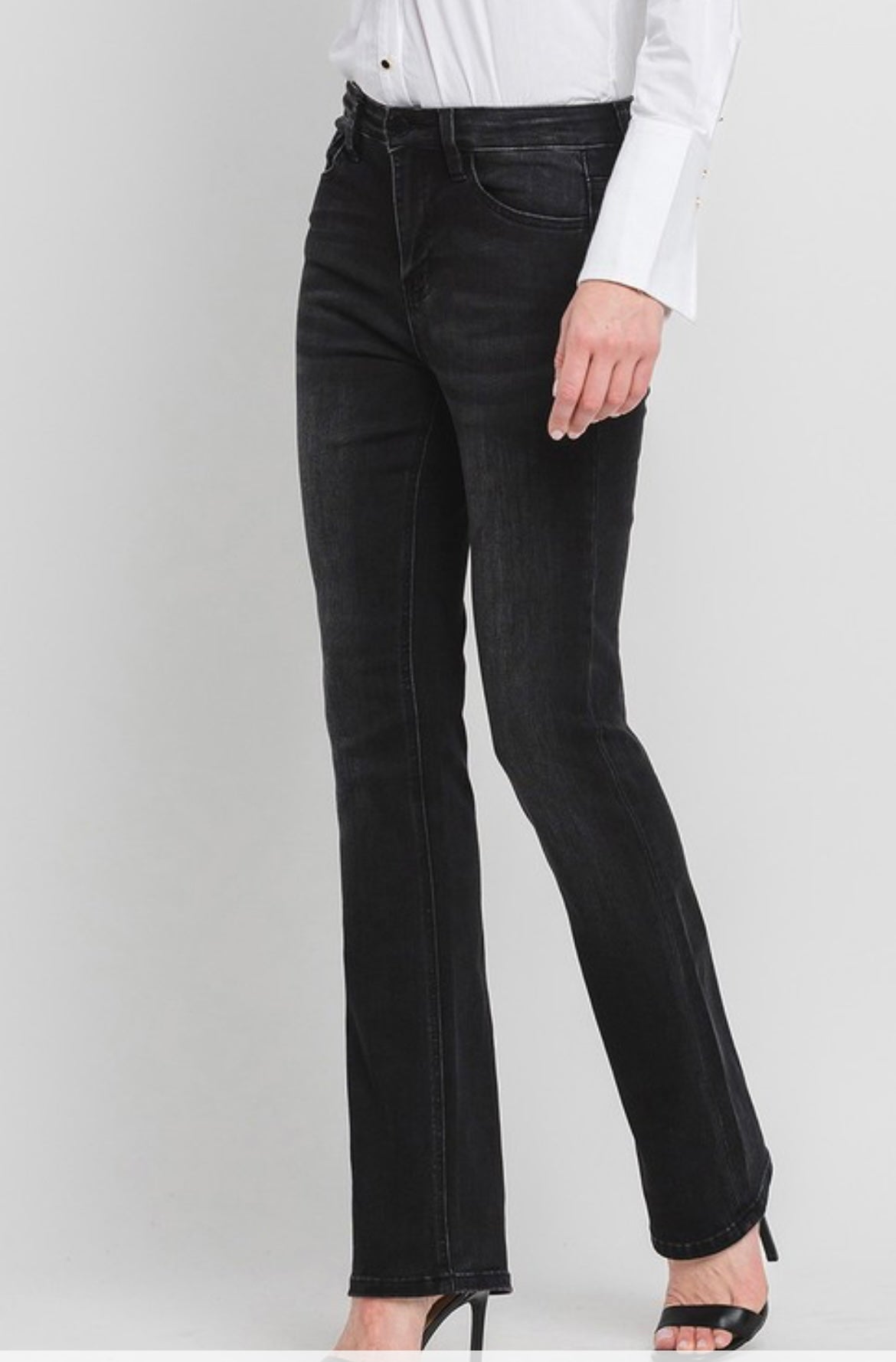 High Rise Slim Bootcut Jeans (Black)