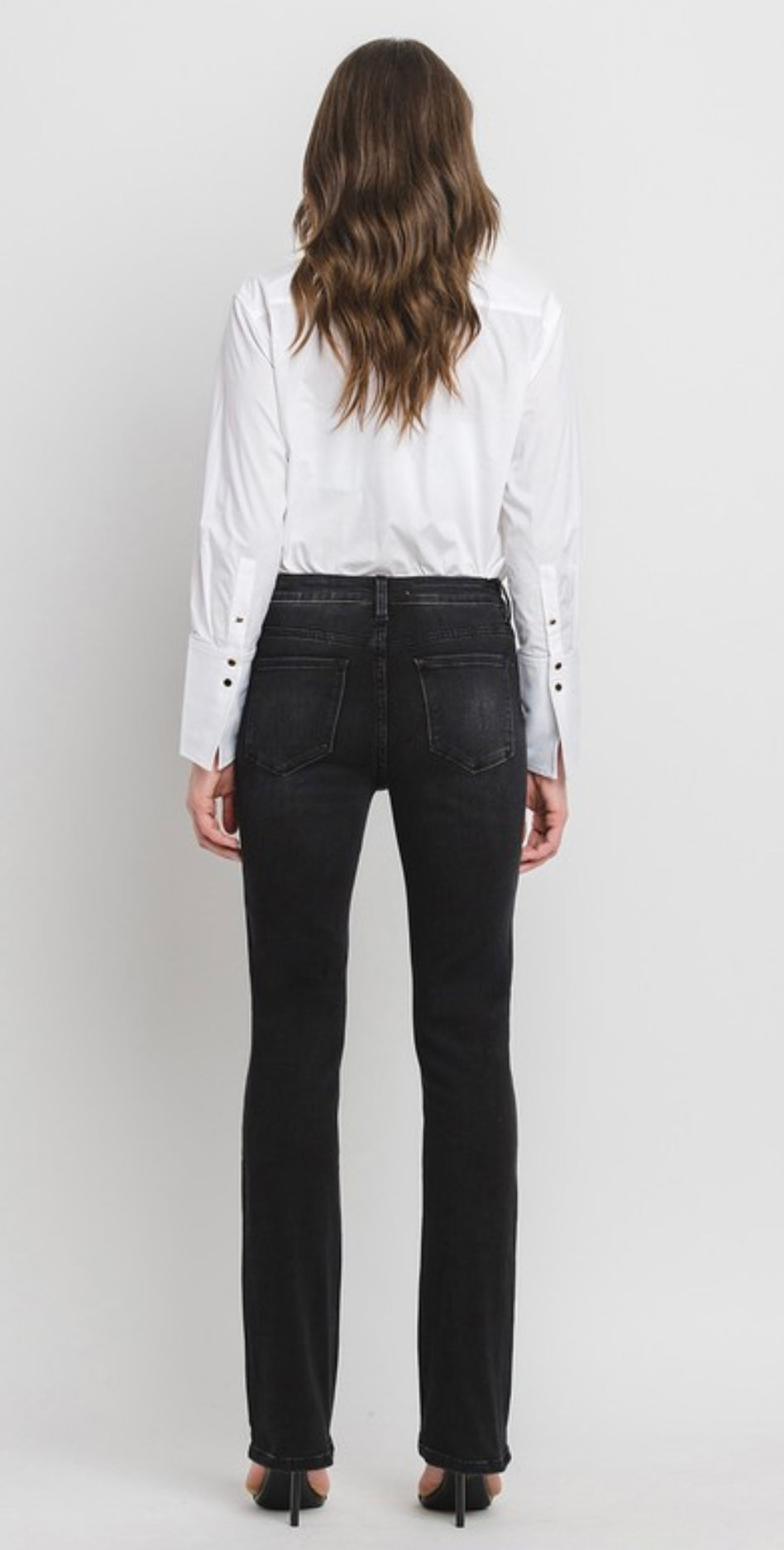 High Rise Slim Bootcut Jeans (Black)