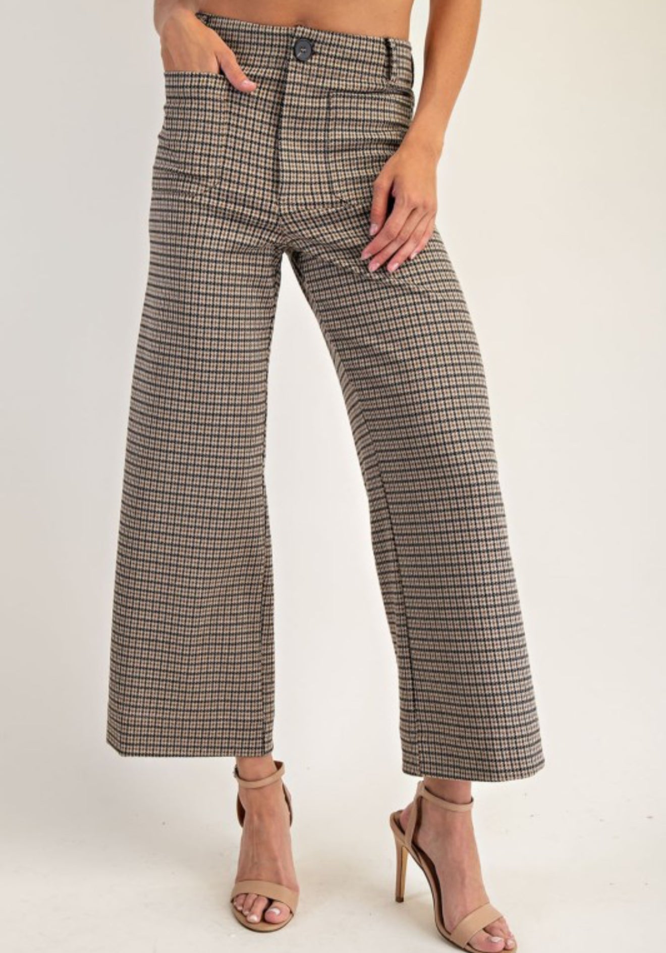 Houdstooth Straight Leg Dress Pants