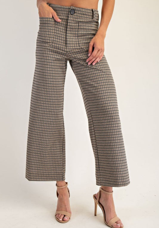 Houdstooth Straight Leg Dress Pants