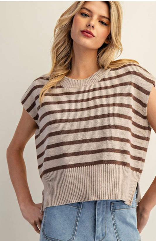 Oatmeal Striped Sweater Top