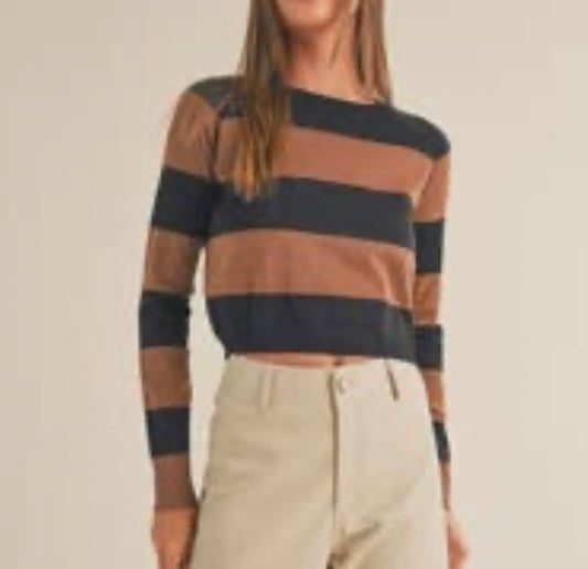 Mocha/Black Shimmer Knit Top