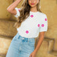 Embroidered Flower Short Sleeve Top
