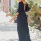 V-Neck Lace Trim Maxi Dress