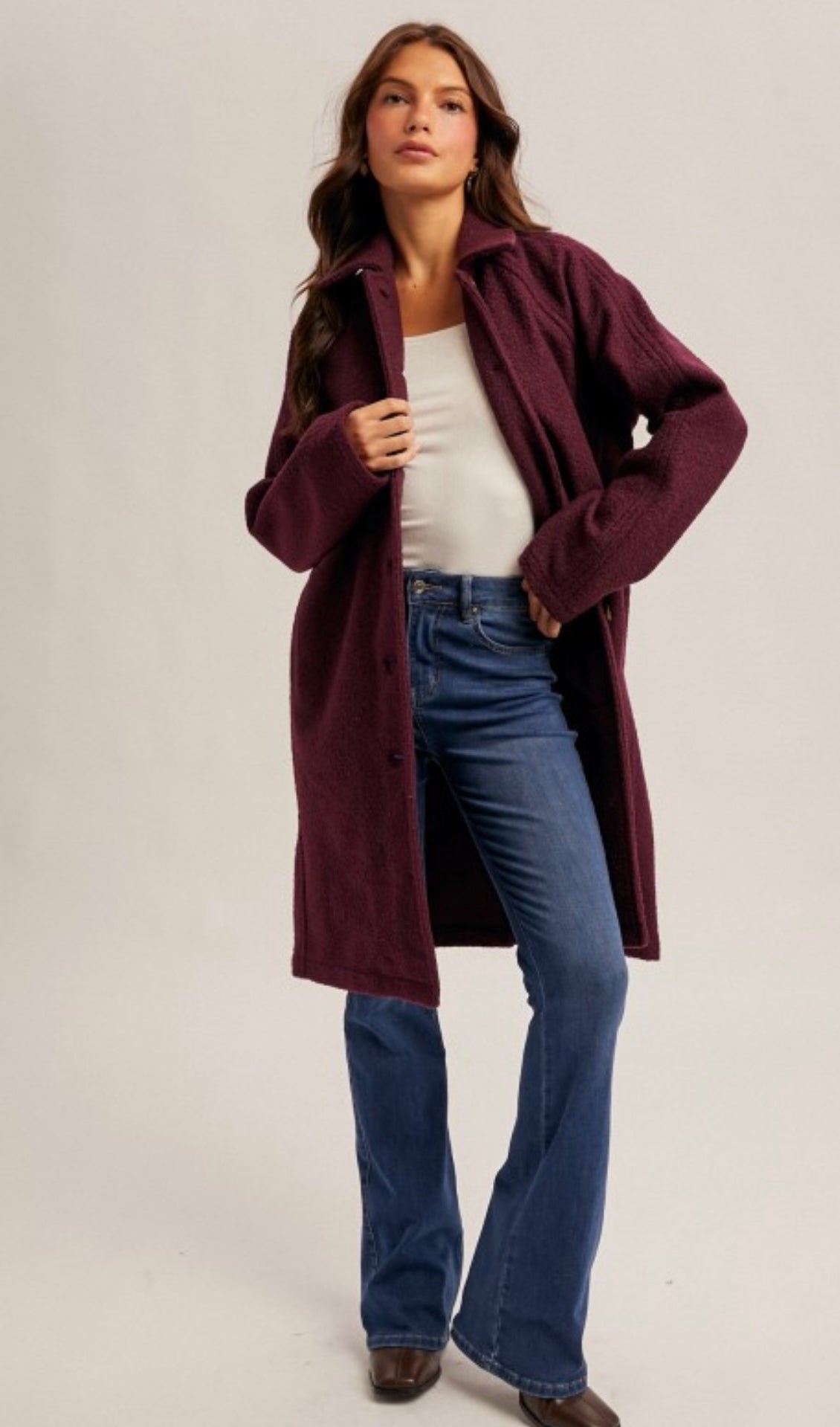 Teddy Textured Button Down Coat