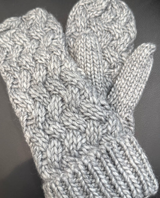 Grey Knit Mittens