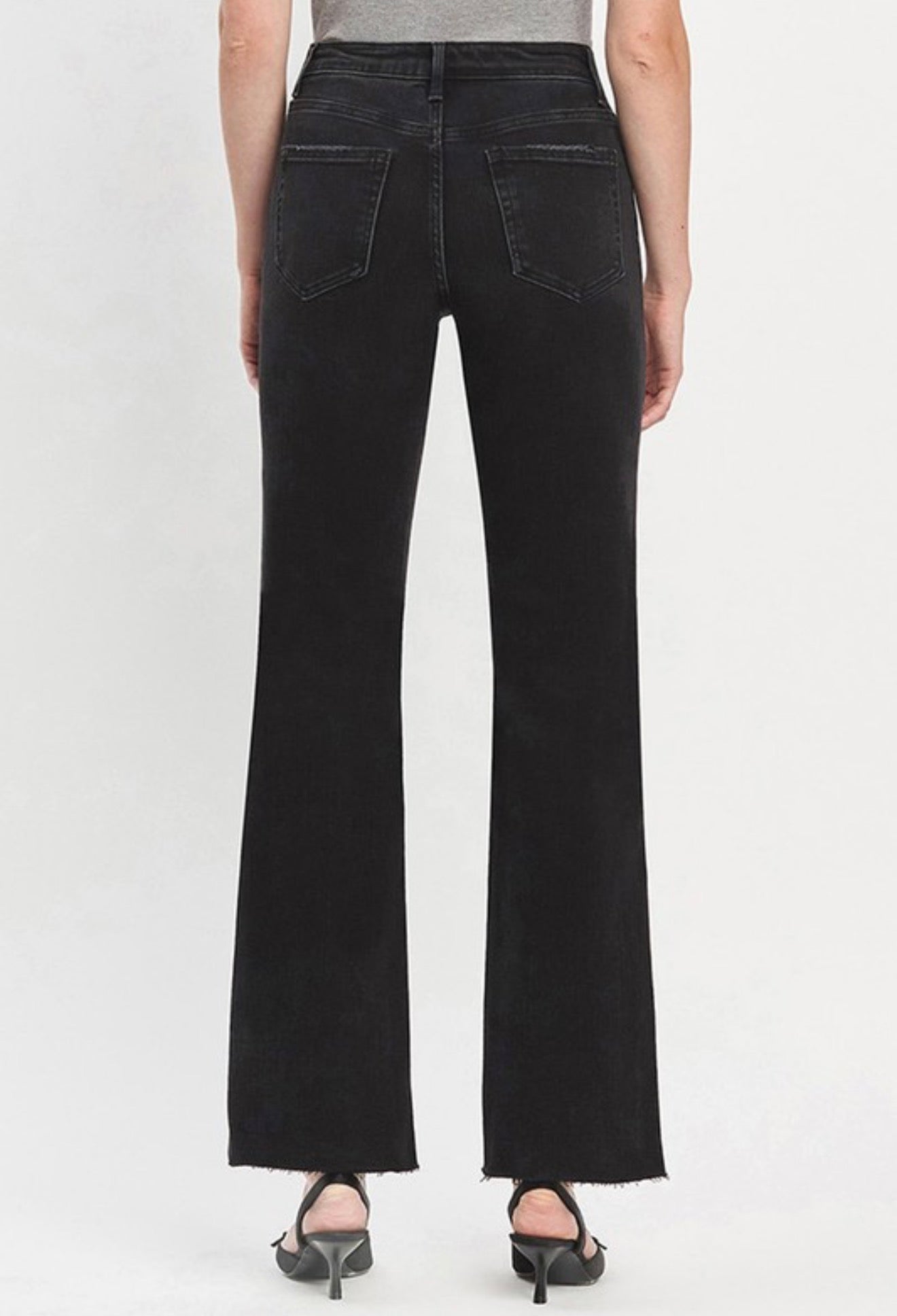 Black High Rise Slim Wide Jeans