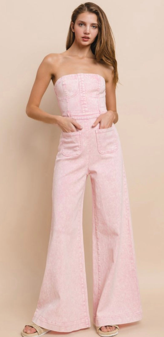Tube Top Denim Romper