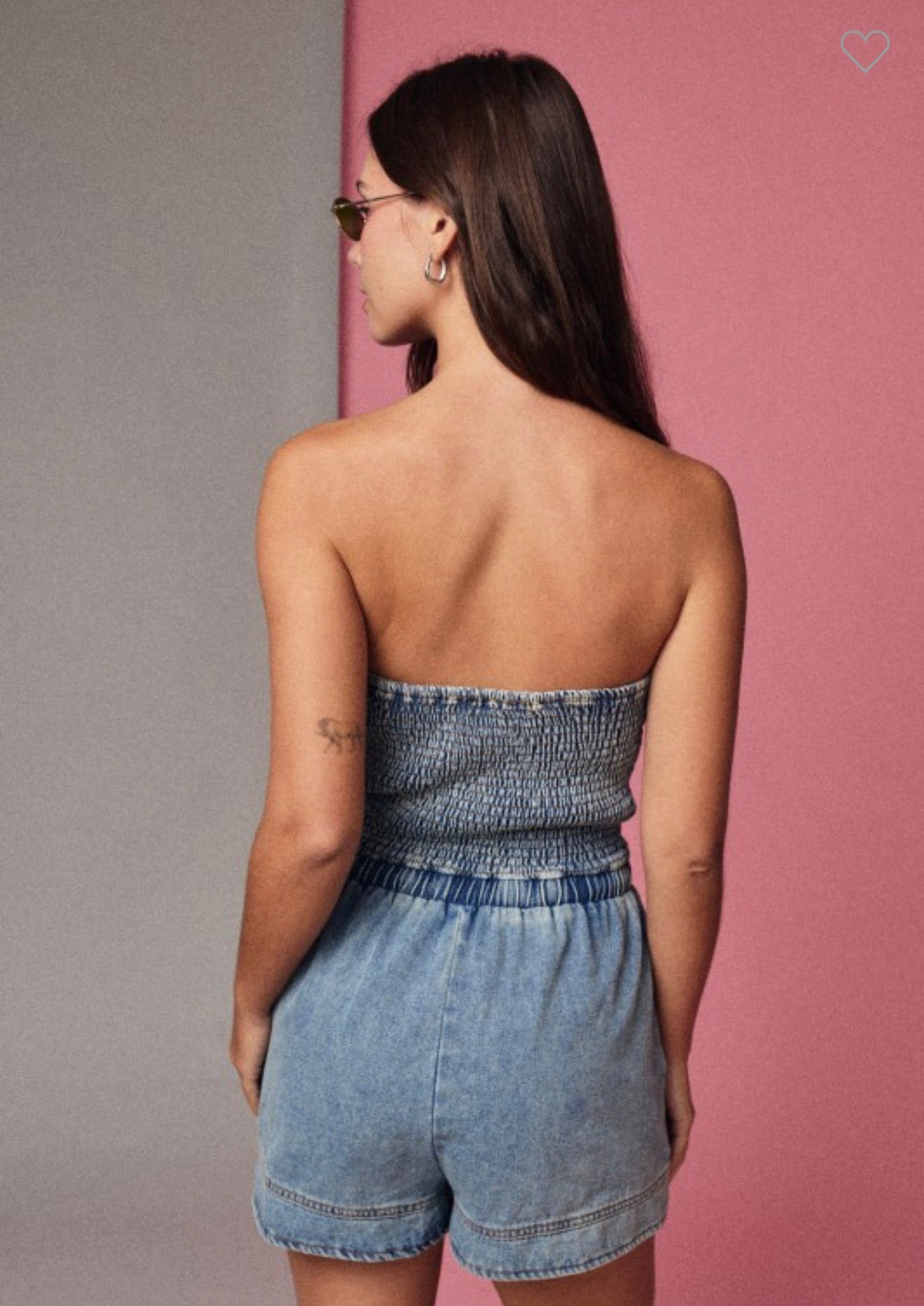 Hailey Tube Top Denim Romper